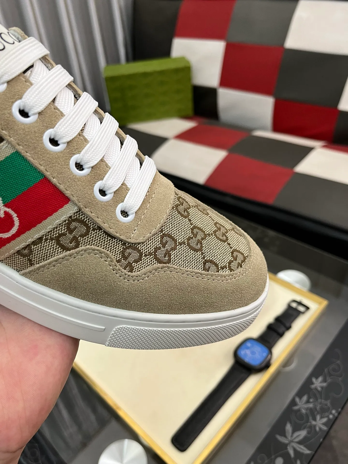 Men's shoes 💰440⌚️⌚️ (GUCCI) Men's casual shoes from Gucci's official website, the same style, the upper is made of cowhide with imported new brand elements Gucci, showing a good atmosphere, simple design, super versatile, 🐑 leather lining, air-cushion rubber outsole, size 38-443️⃣ colors available